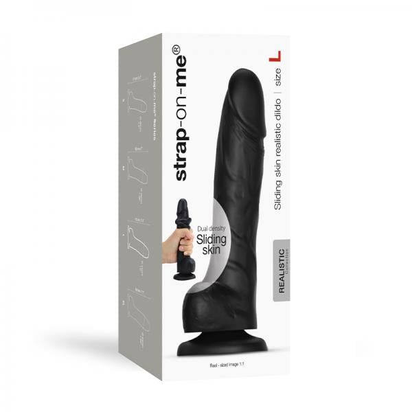 Strap On Me Sliding Skin Realistic Dual Density Dildo Black L