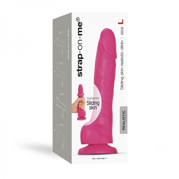 Strap On Me Sliding Skin Realistic Dual Density Dildo Dual Fuchsia L