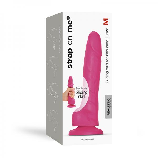 Strap On Me Sliding Skin Realistic Dual Density Dildo Fuchsia M