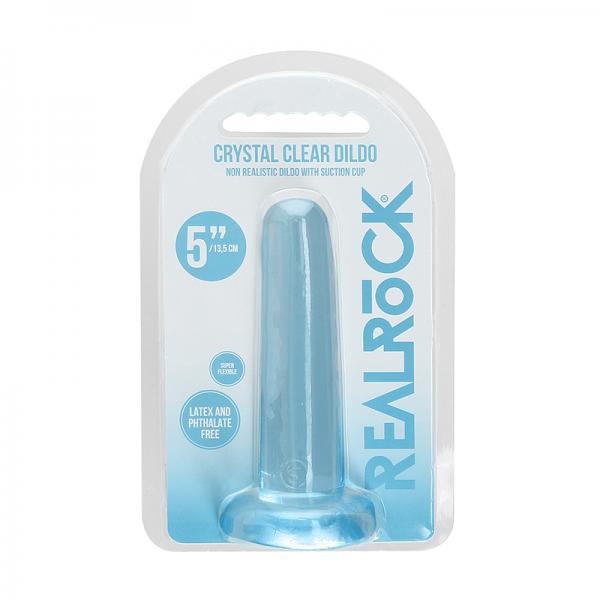 Realrock Crystal Clear Non Realistic Dildo With Suction Cup 5.3 In. Blue
