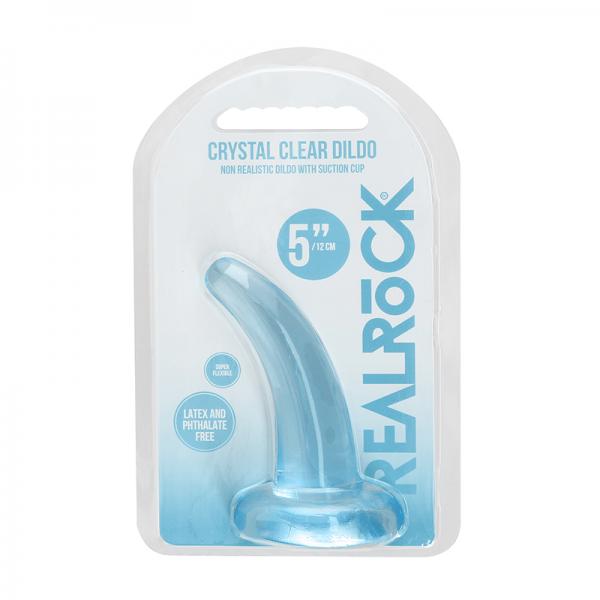 Realrock Crystal Clear Non Realistic Dildo With Suction Cup 4.5 In. Blue