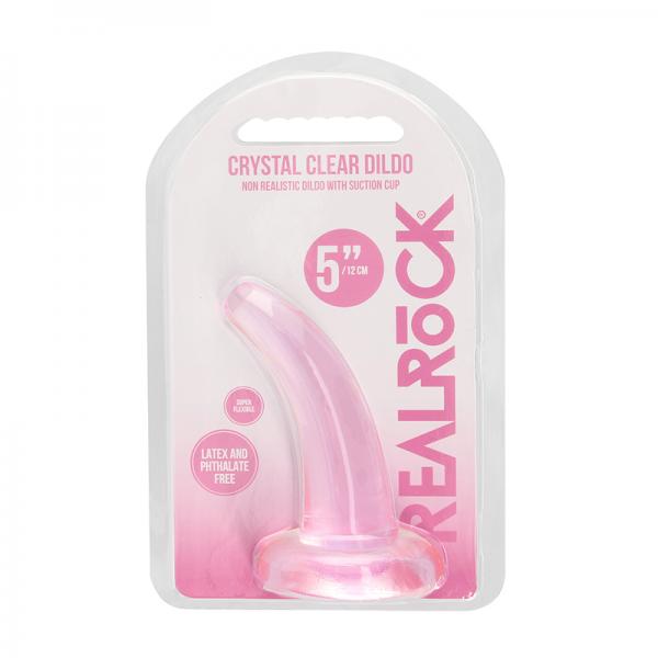 Realrock Crystal Clear Non Realistic Dildo With Suction Cup 4.5 In. Pink