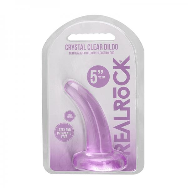 Realrock Crystal Clear Non Realistic Dildo With Suction Cup 4.5 In. Purple