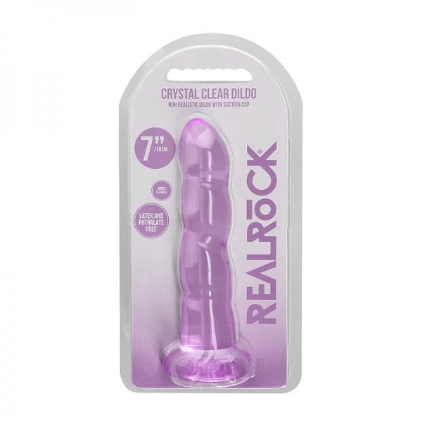 Realrock Crystal Clear Non Realistic Dildo With Suction Cup 7 In. Purple
