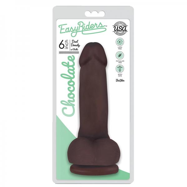 Easy Riders 6" Slim Bioskin Dildo & Balls Chocolate
