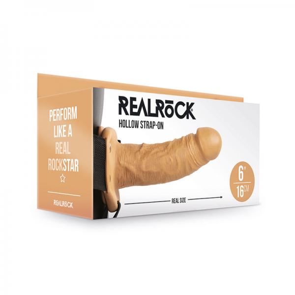 Realrock Hollow Strap On Without Balls 6 In. Caramel