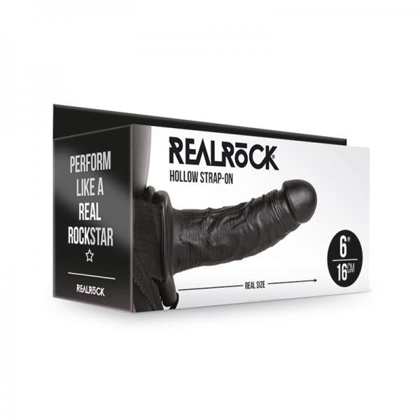 Realrock Hollow Strap On Without Balls 6 In. Chocolate