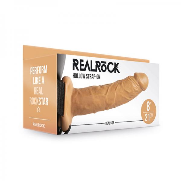 Realrock Hollow Strap On Without Balls 8 In. Caramel