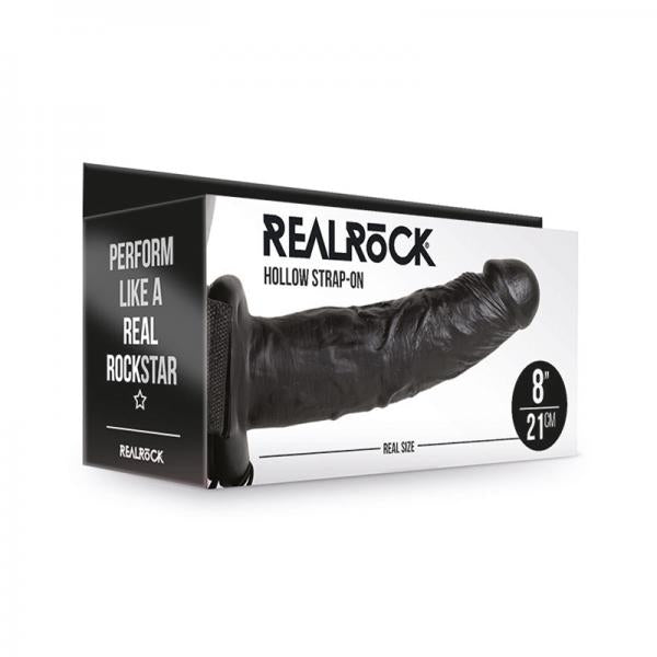 Realrock Hollow Strap On Without Balls 8 In. Chocolate
