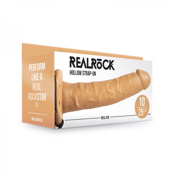 Realrock Hollow Strap On Without Balls 10 In. Caramel