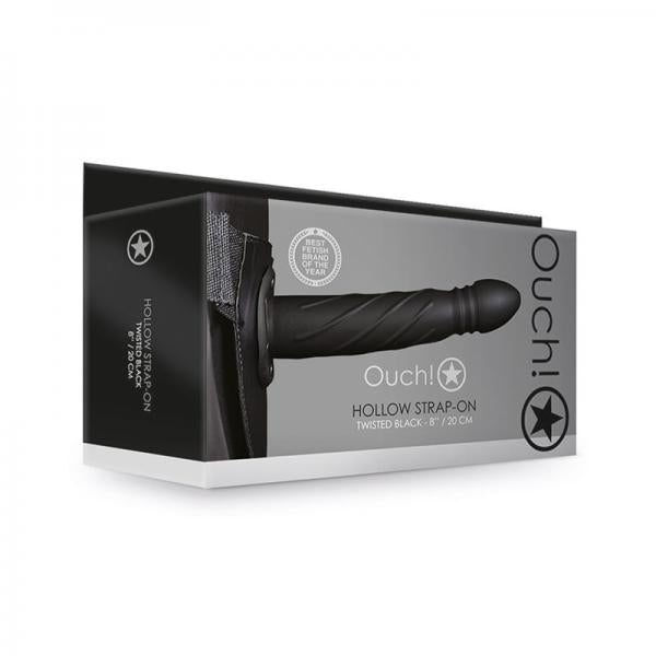 Ouch! Twisted Hollow Strap On 8 In. Black