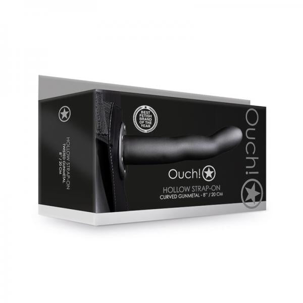 Ouc! Curved Hollow Strap On 8 In. Gunmetal Gray