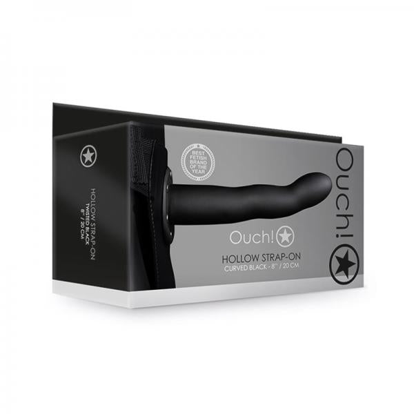 Ouch! Curved Hollow Strap On 8 In. Black