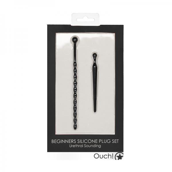 Ouch! Urethral Sounding Silicone Beginners Plug Set Black