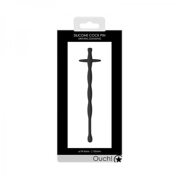 Ouch! Urethral Sounding Silicone Cock Pin Black 8 Mm