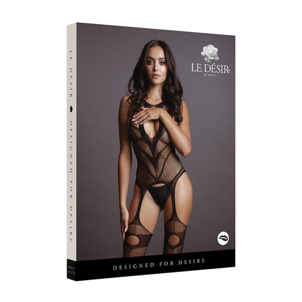 Shots Le Desir Suspender Bodystocking Black O/S