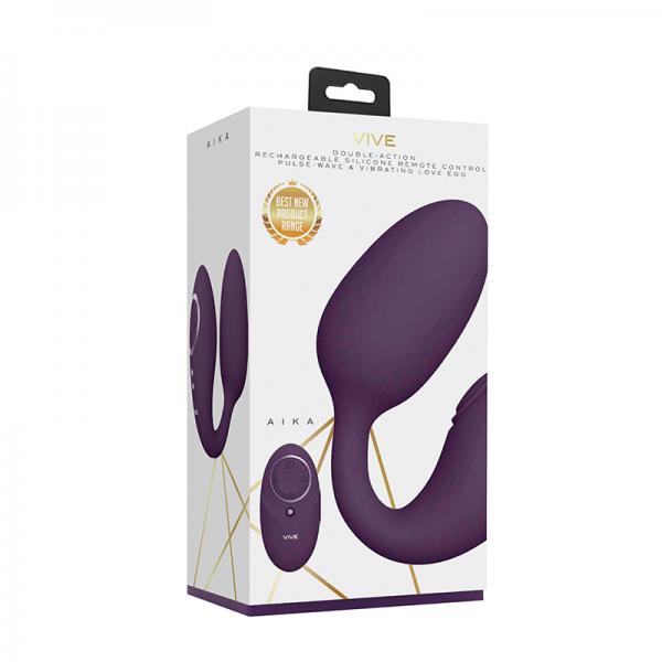 Vive Aika Rechargeable Remote Controlled Pulsing Vibrating Silicone Dual Stimulating Egg Vibrator Pu