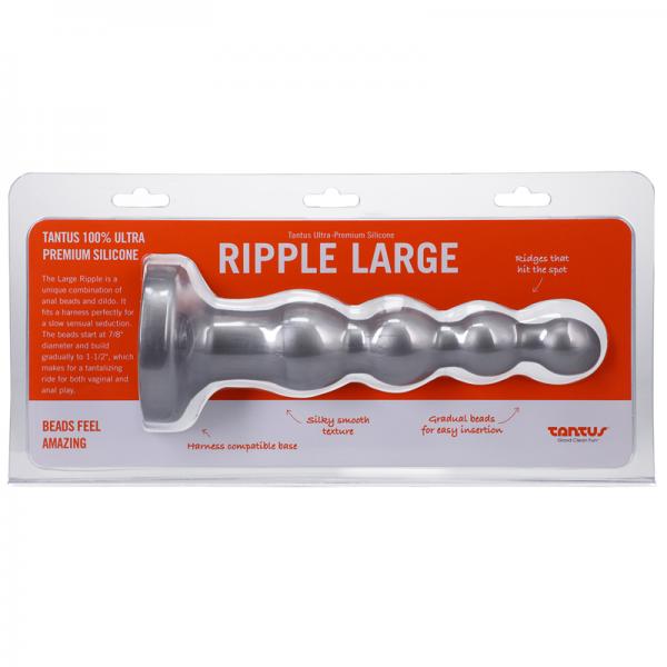 Tantus Ripple Large 8 In. Anal Beads Dildo Medium Firm Silver