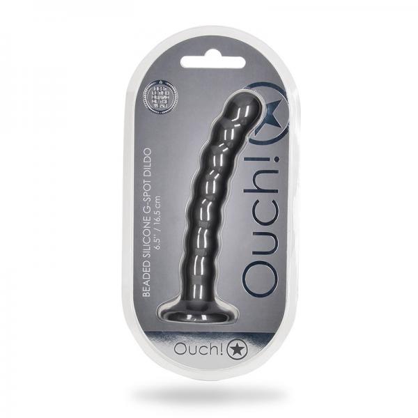 Shots Ouch! Beaded Silicone 6.5 In. G Spot Dildo Gunmetal