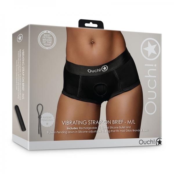 Shots Ouch! Vibrating Strap On Brief Black M/L