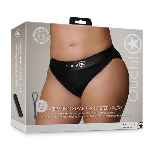 Shots Ouch! Vibrating Strap On Hipster Black Xl/2xl