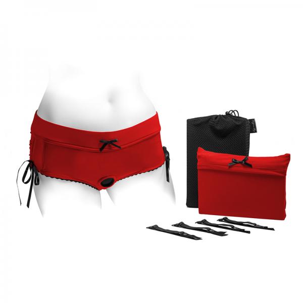 Spareparts Sasha Cinch Booty Short Harness Red/Black Size 2xl