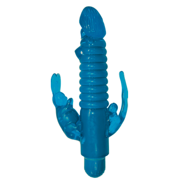 Ribbed Bunny Vibrator With Anal Tickler (Blue)