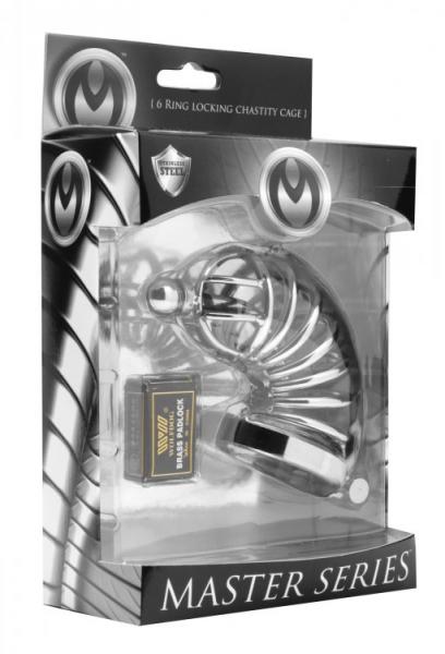 Asylum 6 Ring Locking Chastity Cage