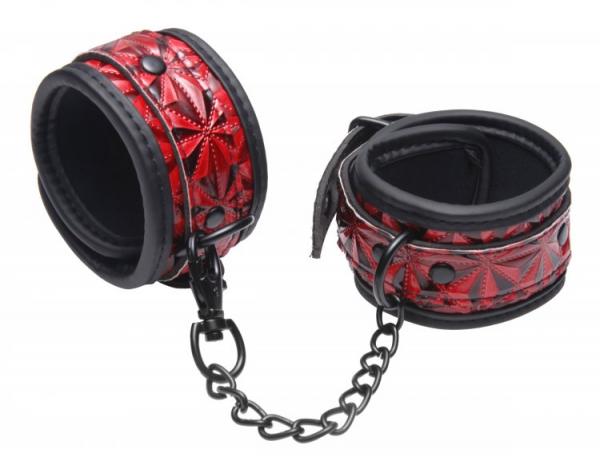 Crimson Tied Embossed Ankle Cuffs Red Black