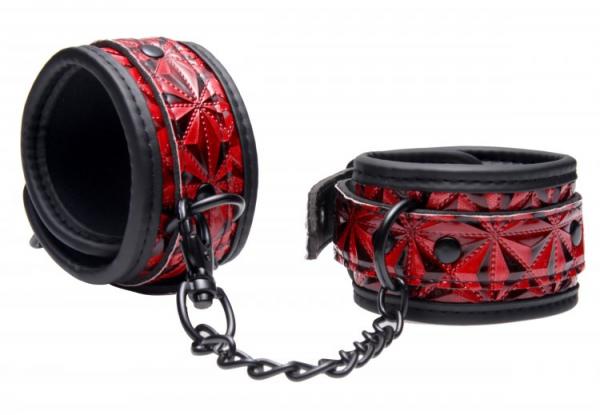Crimson Tied Embossed Wrist Cuffs Red