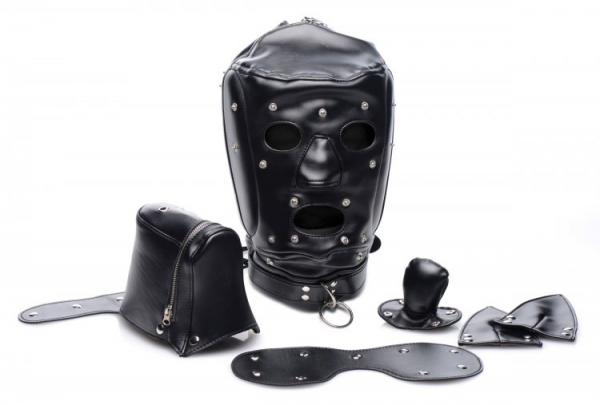 Muzzled Universal Bdsm Hood Removable Muzzle Black