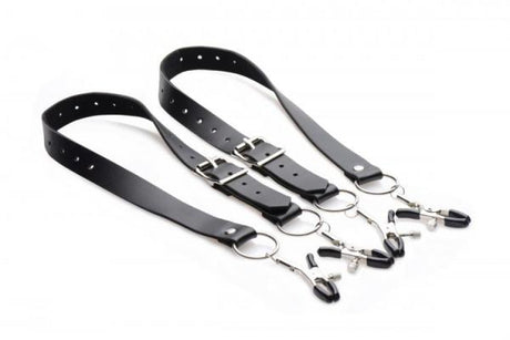 Spread Labia Spreader Straps With Clamps Black