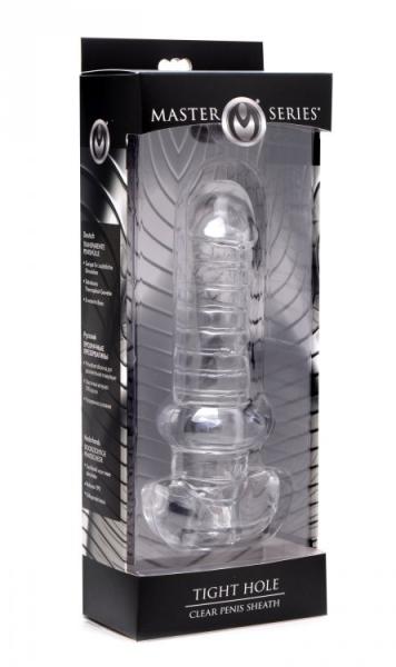 Tight Hole Clear Ribbed Penis Sheath