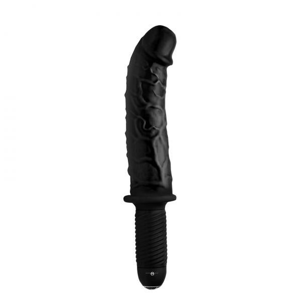The Curved Dicktator Vibrating Giant Dildo Thruster Black