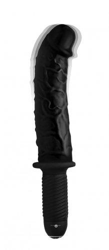 The Curved Dicktator Vibrating Giant Dildo Thruster Black