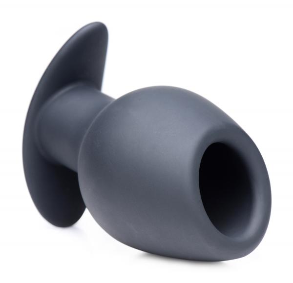 Ass Goblet Silicone Hollow Anal Plug Small Black