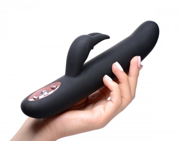 Bling Bunny 10 X Flexing Silicone Rabbit Vibrator Black