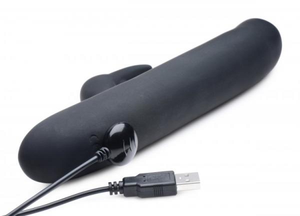 Bling Bunny 10 X Flexing Silicone Rabbit Vibrator Black