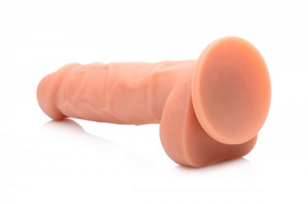 Power Pecker 7 Inch Silicone Dildo With Balls Flesh