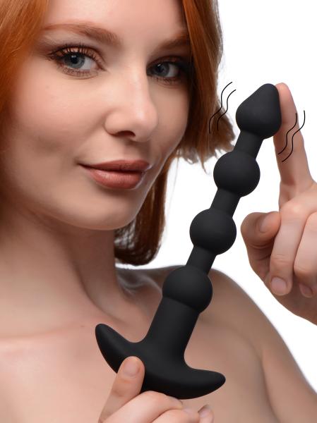 Remote Control Vibrating Silicone Anal Beads Black