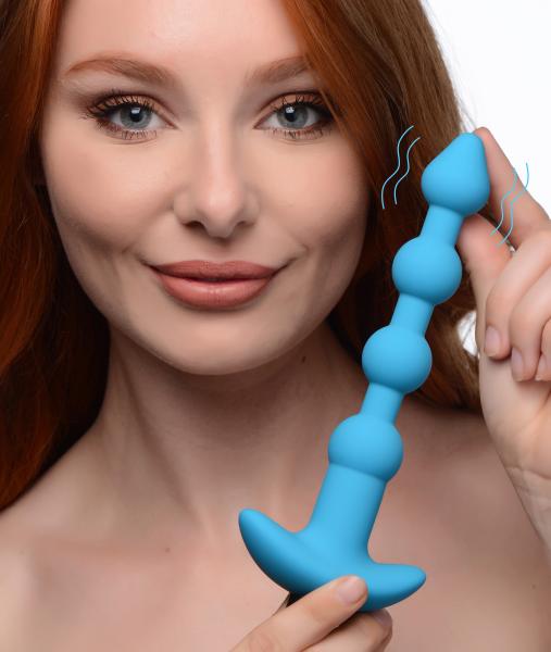 Remote Control Vibrating Silicone Anal Beads Blue