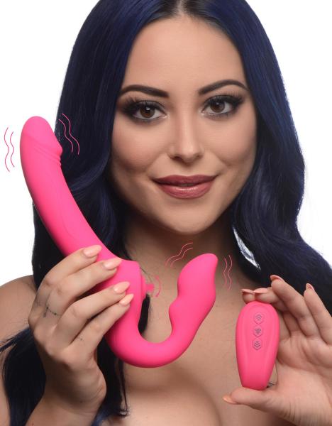 Licking And Vibrating Strapless Strap On With Remote Control