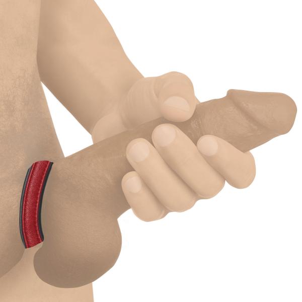Velcro Leather Cock Ring Red