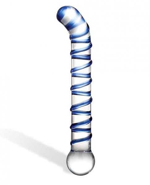 Mr Swirly 6.5 Inches G Spot Glass Dildo Clear Blue