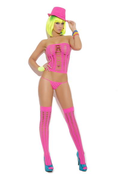 Vivace G String & Stockings Neon Pink O/S
