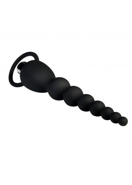 Vibrating Silicone Anal Beads Black