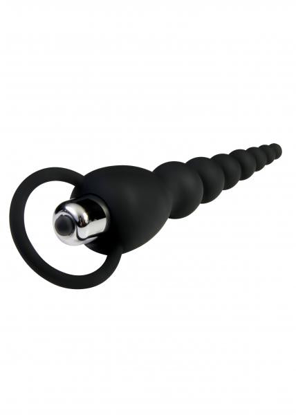 Vibrating Silicone Anal Beads Black