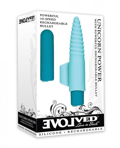 Unicorn Power Bullet Vibrator With Finger Sleeve Teal