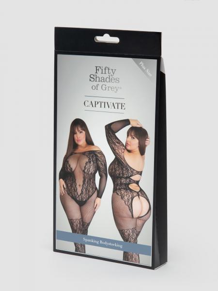 Fifty Shades Captivate Plus Size Black Lace Spanking Bodystocking O/S Queen