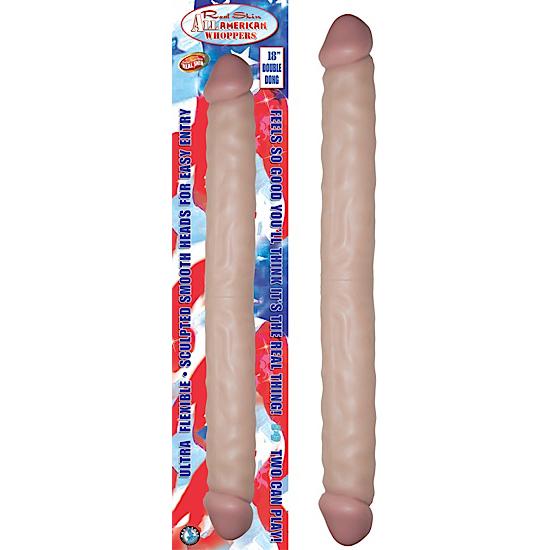 Real Skin All American Whoppers Double Dong 18" Beige